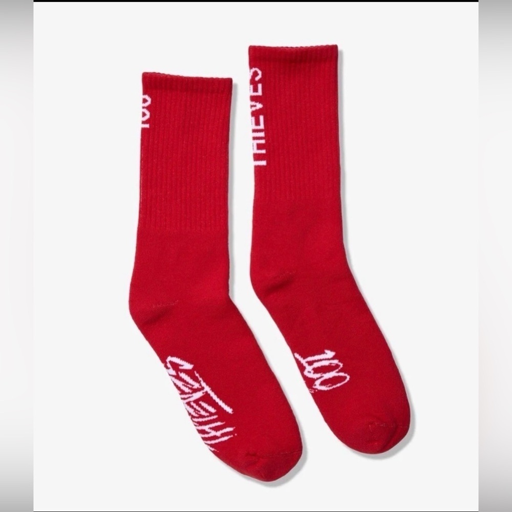 100 Thieves Foundations Crew Socks in red one size